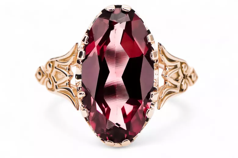 Anneau Artisanat vintage Rubis Or rose 14 carats vintage d'origine vrc058r